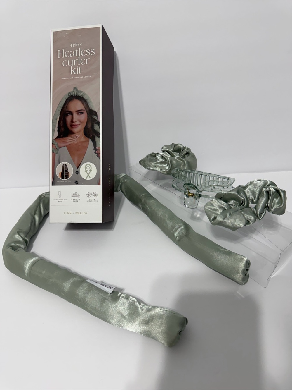 Luxe Willow Heatless Curler Kit - Sage Green